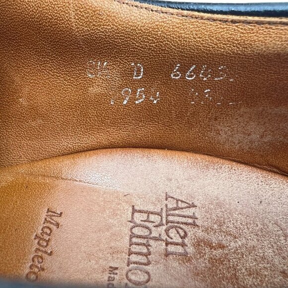 Allen Edmonds Mapleton Men Size 8.5D Brown Leather Bicycle Toe Derby Dress Shoes - Picture 13 of 14